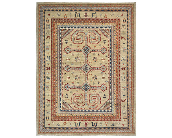 9x12 Zeigler Brown Afghan Hand Knotted Wool Area Rug